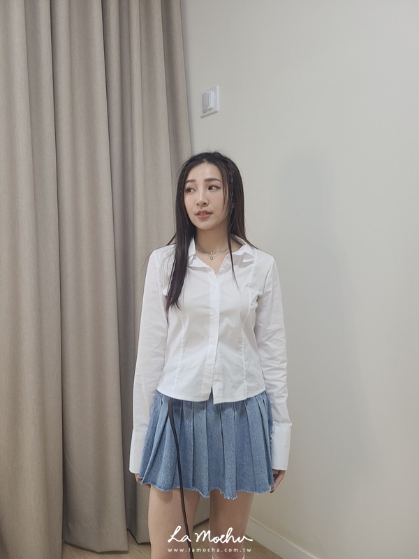 前車線縮腰設計襯衫